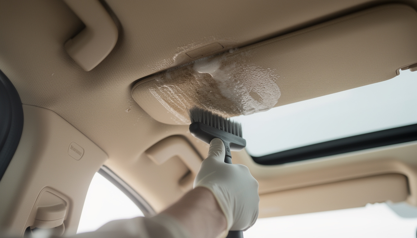 Čištění a impregnace textilního stropu automobilu